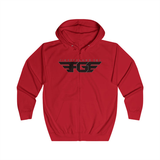 FGE Unisex Full Zip Hoodie, Cozy Casual Wear, Trendy Hoodie for Street Style, Gift for Him/Her, Perfect for any Season,Graphic Design